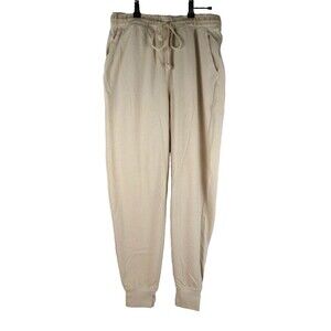 Aerie Tan Sweatpants S Women Pockets Tie Slit Bottom 25-676